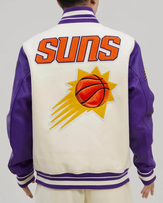 Pro Standard - Phoenix Suns Retro Classic Rib Wool Varsity Jacket - Eggshell / Purple - BLVD