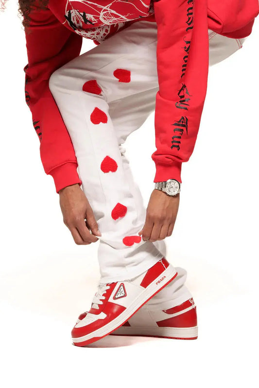 Pheelings "Heart Break Of Success" Flare Stack Denim - White / Red - BLVD