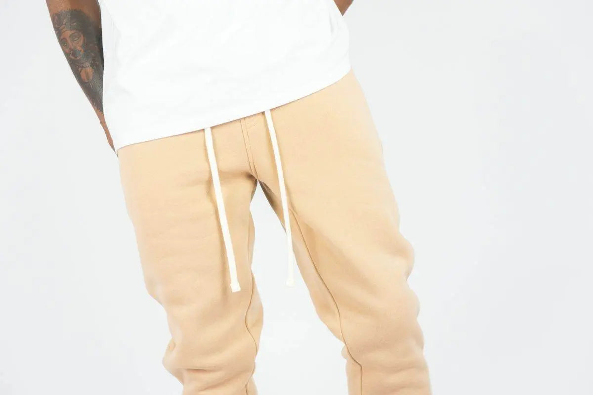 Rebel Minds Stacked Fleece Jogger - Beige - BLVD
