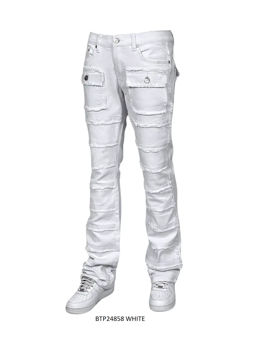 BT Frayed Men Stack Jeans - White - BLVD