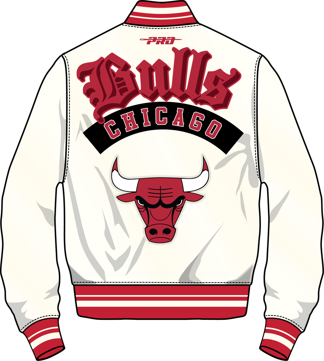 Pro Standard - Chicago Bulls Best Of Men's Rib Satin Jacket - Eggshell / Red Pro Standard