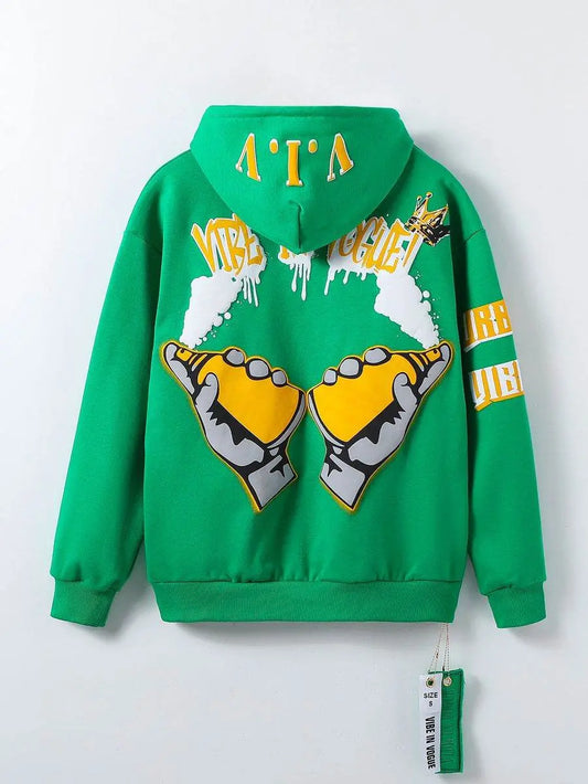 Vibe In Vogue - Motion Men Hoodie - Green / Yellow - BLVD