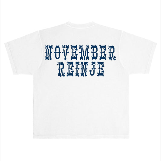 November Reine Black Hearts Shooting Range Heavyweight Tee White / Blue