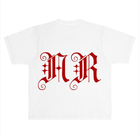 November Reine "Veil" Luxury Heavyweight Tee - White Red