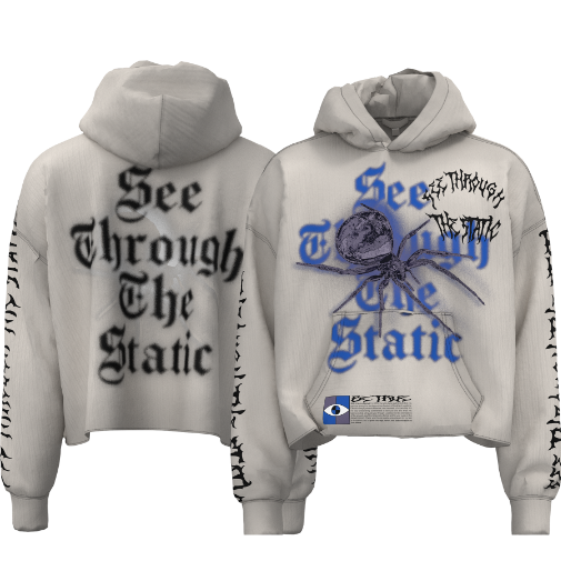 AKS - See Through The Static Cropped Hoodie - Natural POINT BLANK