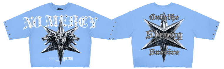 Roku - No Mercy Cropped Fleece Crew Tee - University Blue