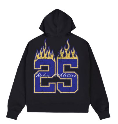 Roku - Glory Drop Shoulder Classic Boxy Fleece Hoodie - Black