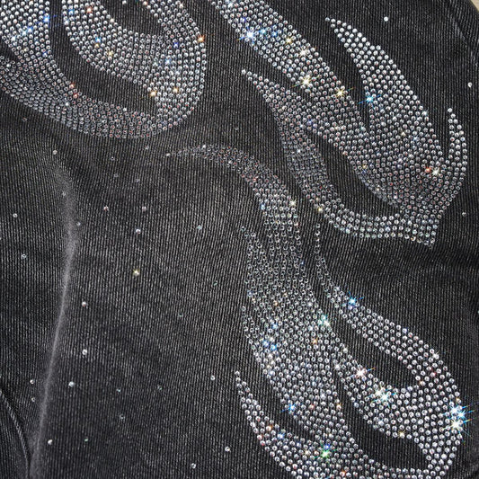 Duaa - 'THRIVING'' Flame Stone Denim Short - Grey Wash