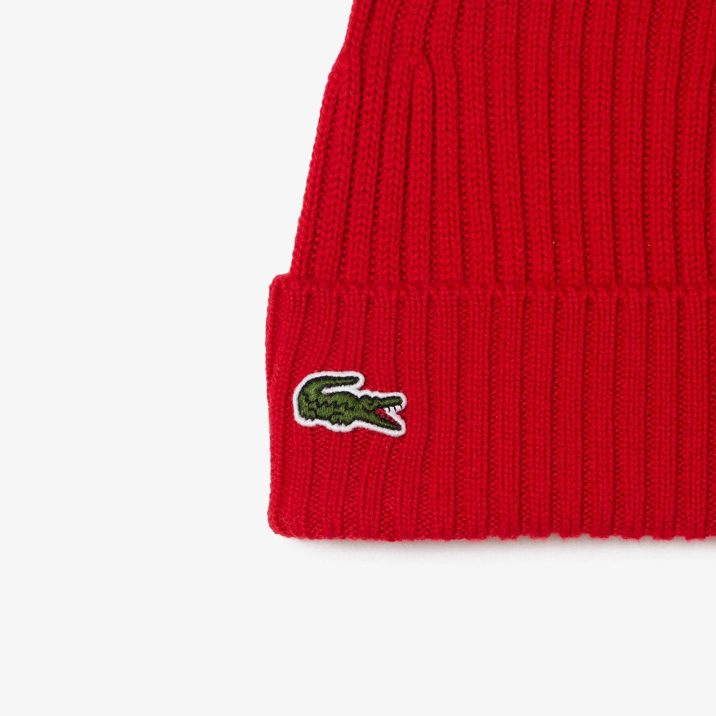 Lacoste Men's Ribbed Wool Beanie - Red 240 - BLVD