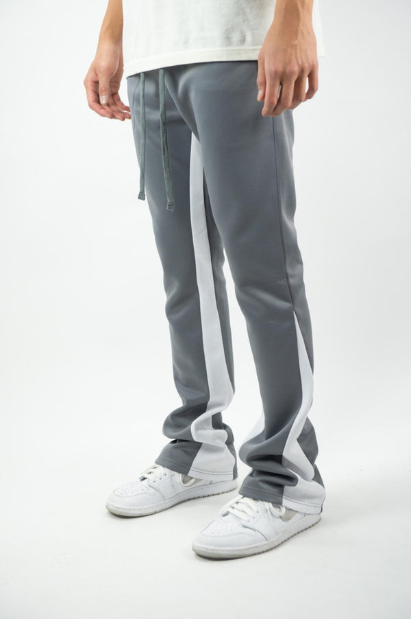 Rebel Minds One Stripe Stacked Track Pants  -  Grey / White