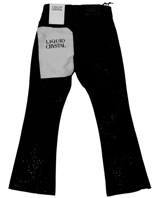 Liquid Crystal - Kids Small & Big Crystal Stacked Jeans - Jet Black JTF2316