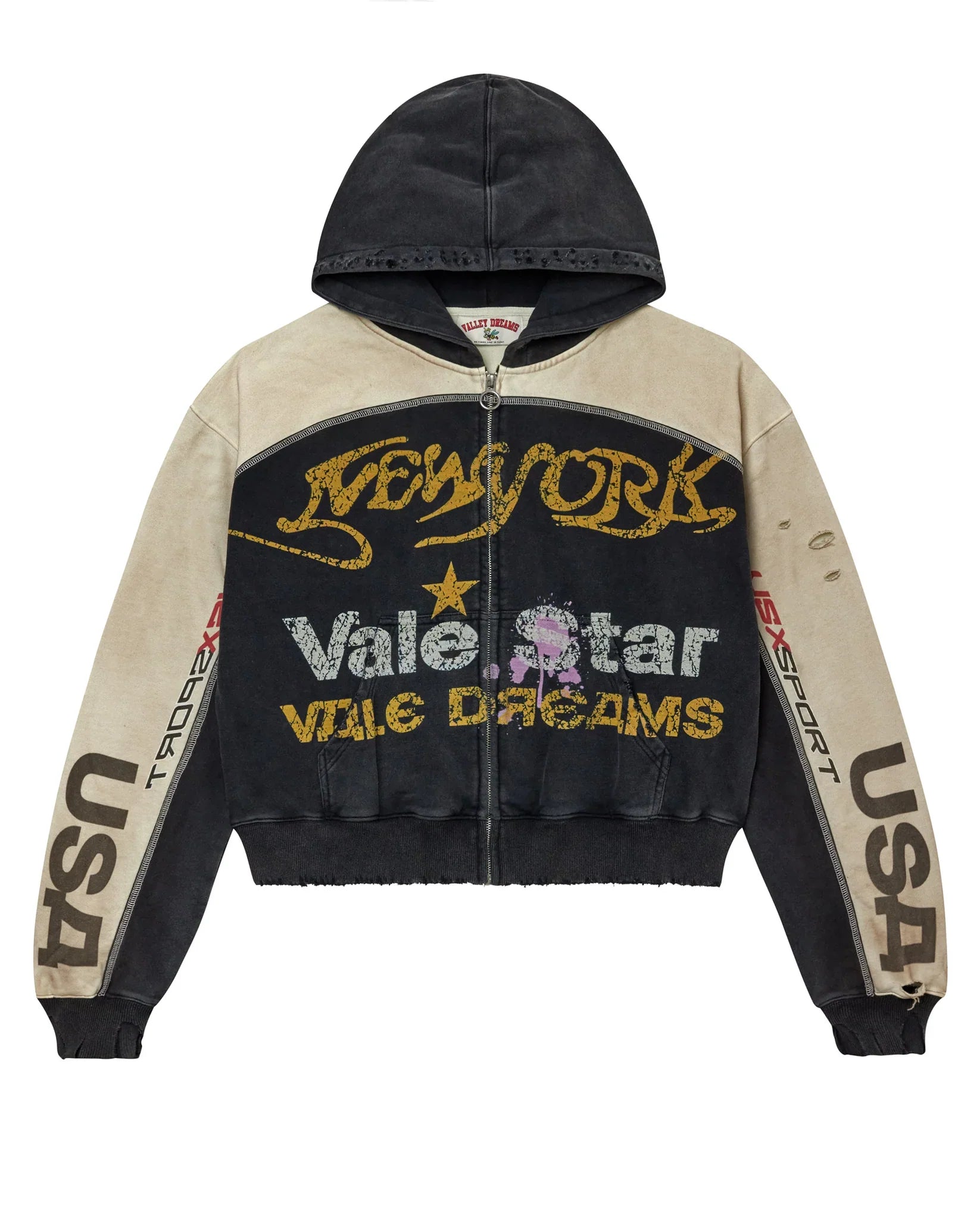 Vale Forever - Vale Star Zip Up Hoodie - Black / Tan – BLVD
