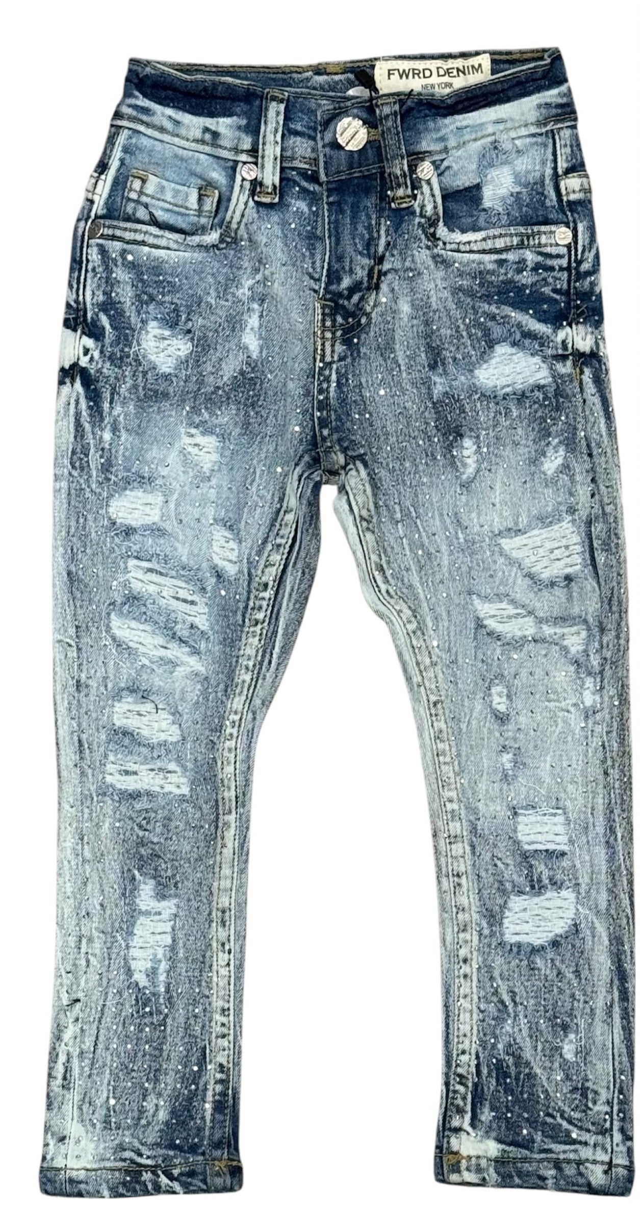 Fwrd Denim - Kids Crystalized Jeans - Ice Blue FWRD