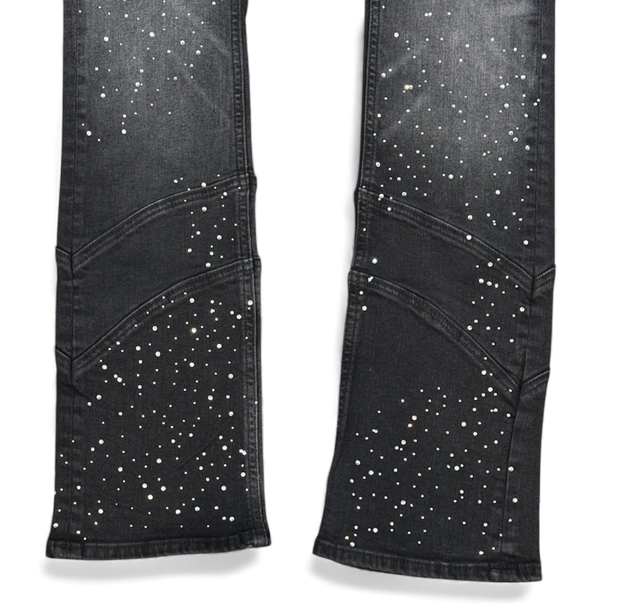 Liquid Crystal - Men Crystal Stacked Jeans - Black Ice JTF2333