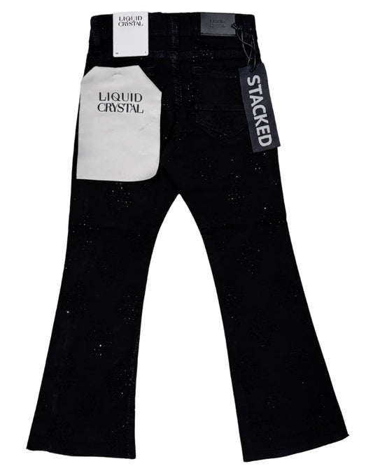Liquid Crystal - Kids Diamond Crystal Stacked Jeans - Jet Black JTF2317