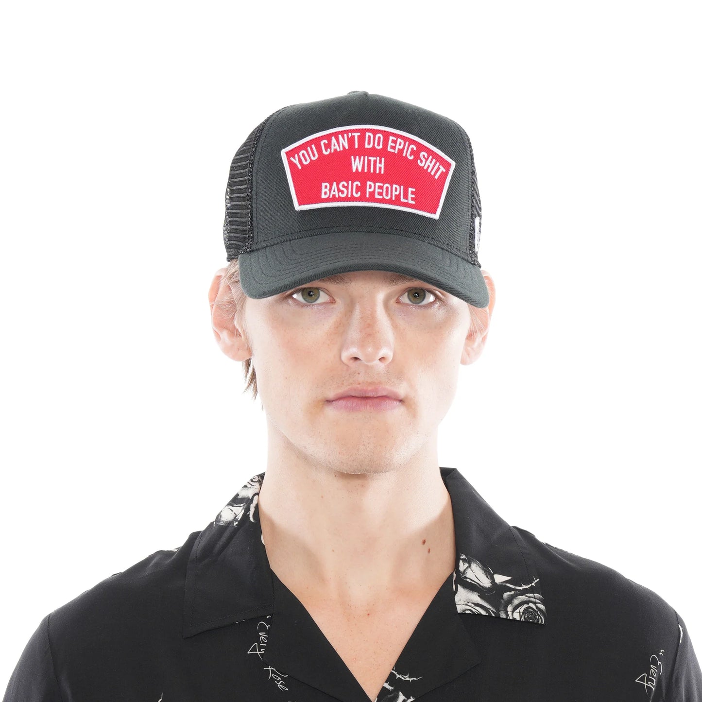 Cult Of Individuality - "Cant Do Epic Shit" Mesh Back Trucker Hat in Black Red