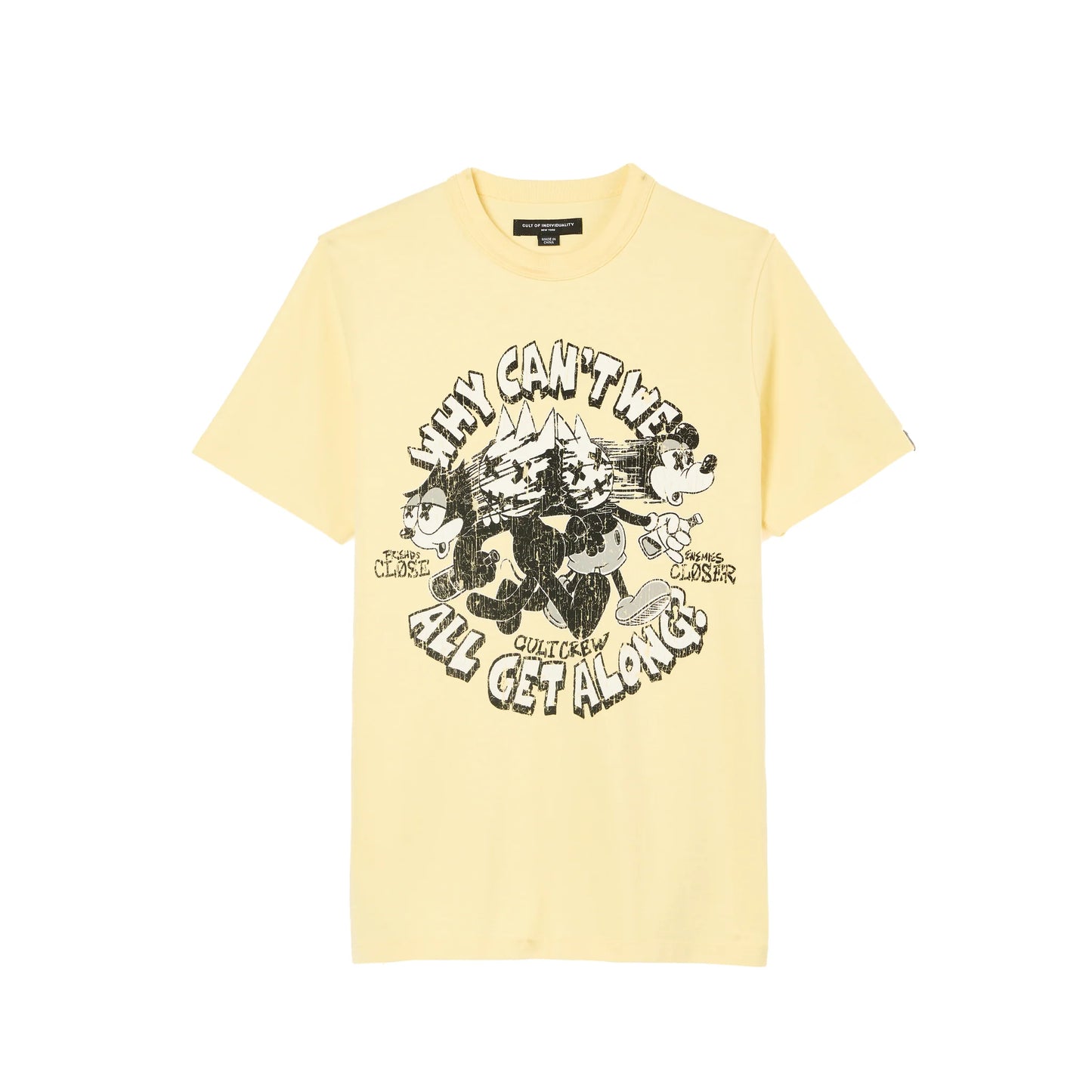 Cult Of Individuality - Short Sleeve Crew Neck Tee "Get Along" in Banana
