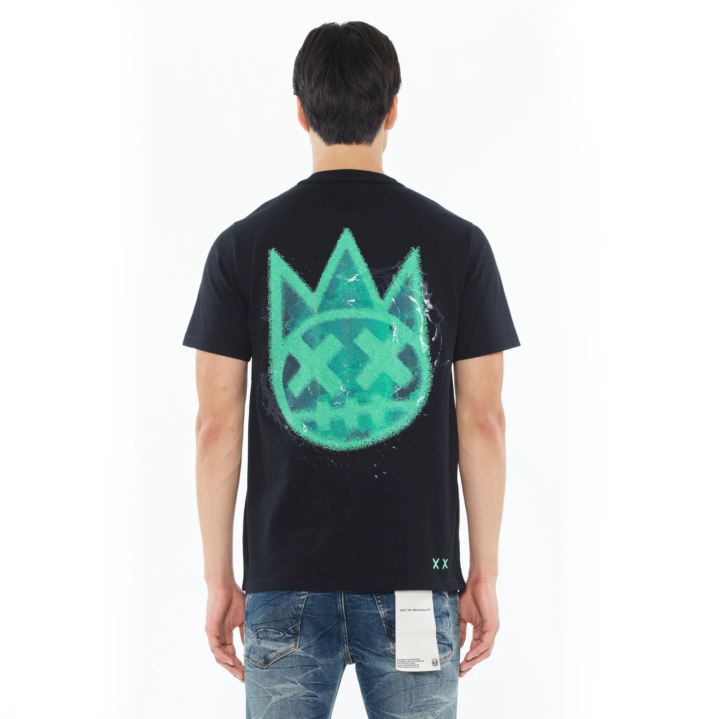 Cult Of Individuality - Short Sleeve Crew Neck Tee "Glow In The Dark Logo" in Black - BLVD