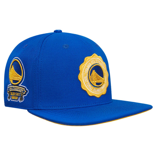 Pro Standard - Golden State Warriors Crest Emblem Wool Snapback Hat - Royal Blue Yellow - BLVD