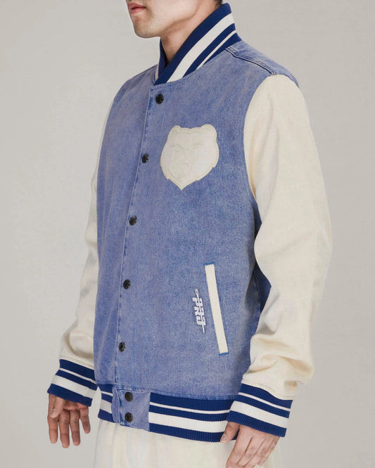 Pro Standard Memphis Grizzlies Varsity Blues Denim Varsity Jacket - Denim / Linen - BLVD