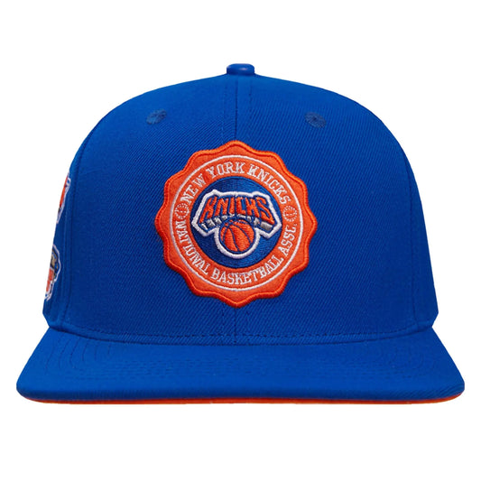 Pro Standard - New York Knicks Crest Emblem Wool Snapback Hat - Royal Blue Orange - BLVD