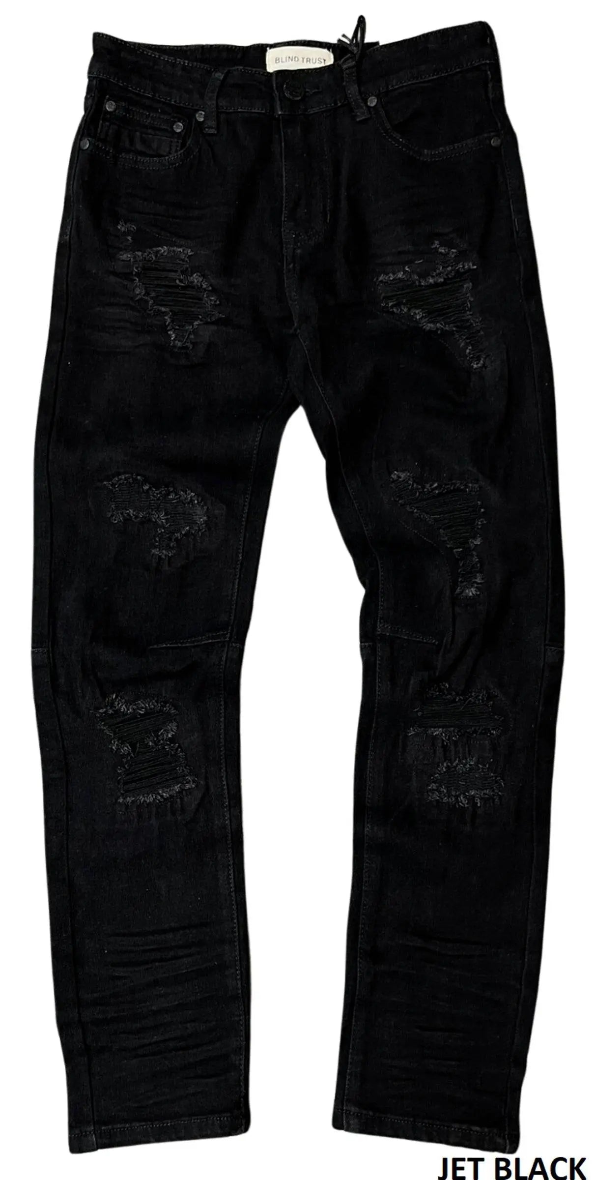 BT Kids Rip & Repair Slim Tapered Fit Denim Pants - Black - BLVD
