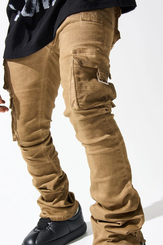 Serenede "CINNAMON" Cargo Stacked Jeans - Brown - BLVD