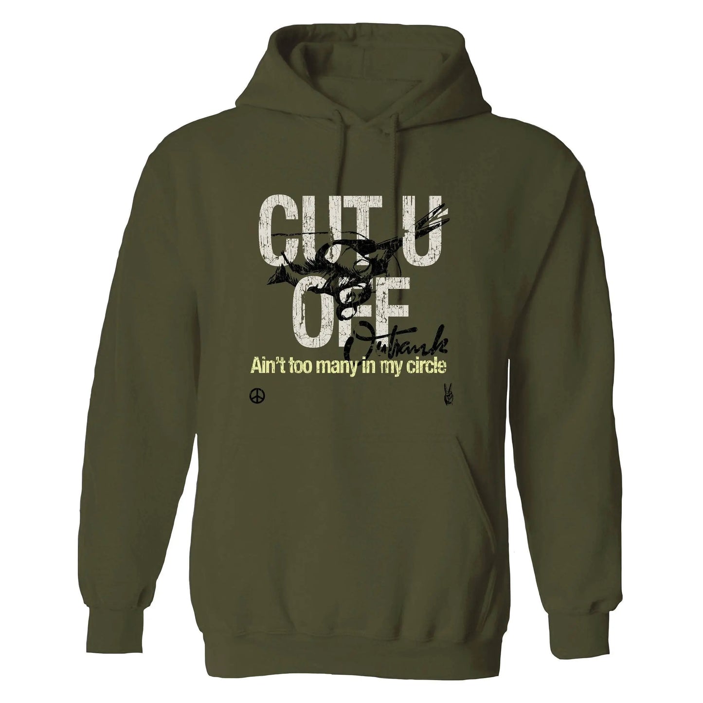 Outrank Cut U Off Hoodie - Military Green - BLVD