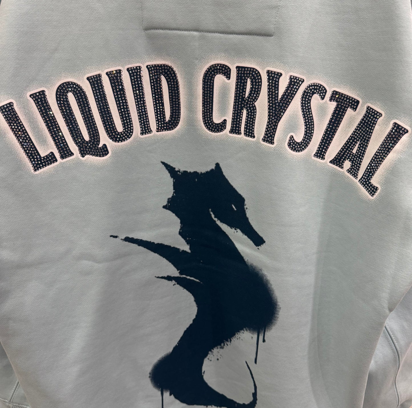Liquid Crystals - Rhinestone Zip Up Hoodie - Sky Blue