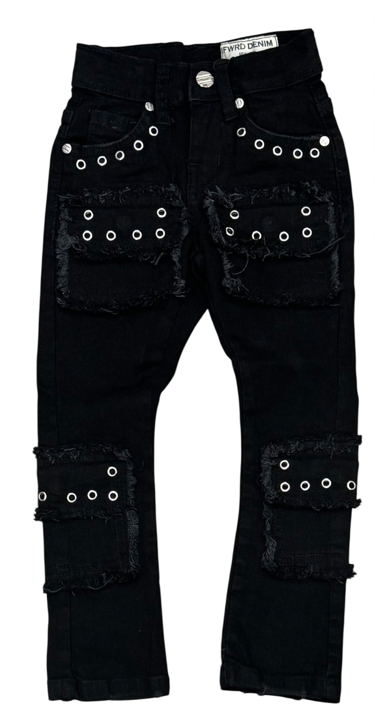Fwrd Denim - Kids Eyelet Stacked Jeans - Black
