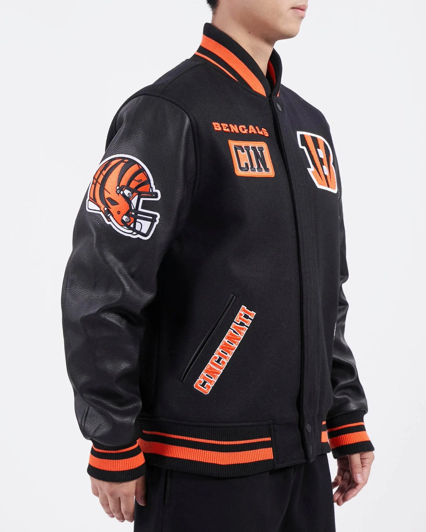 Pro Standard - Cincinnati Bengals Area Code M Rib Wool Varsity Jacket - Black / Orange - BLVD