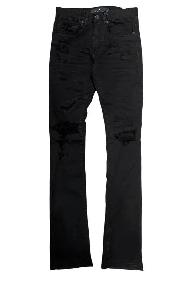 Jordan Craig Martin Stacked - Knee Shreds Jeans - Black - BLVD