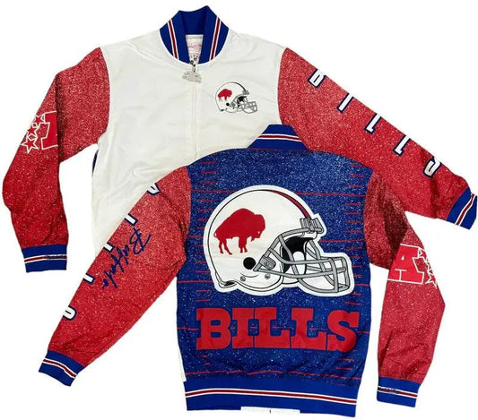 Mitchell & Ness Burst Warm Up Jacket Buffalo Bills - White Red Blue - BLVD