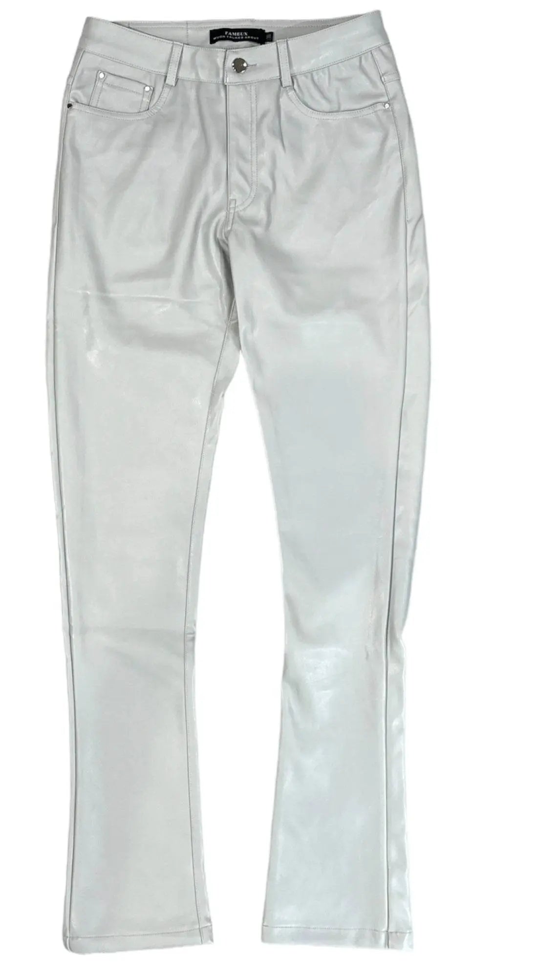 Fameux Leather Stacked Pants (Grey) - BLVD