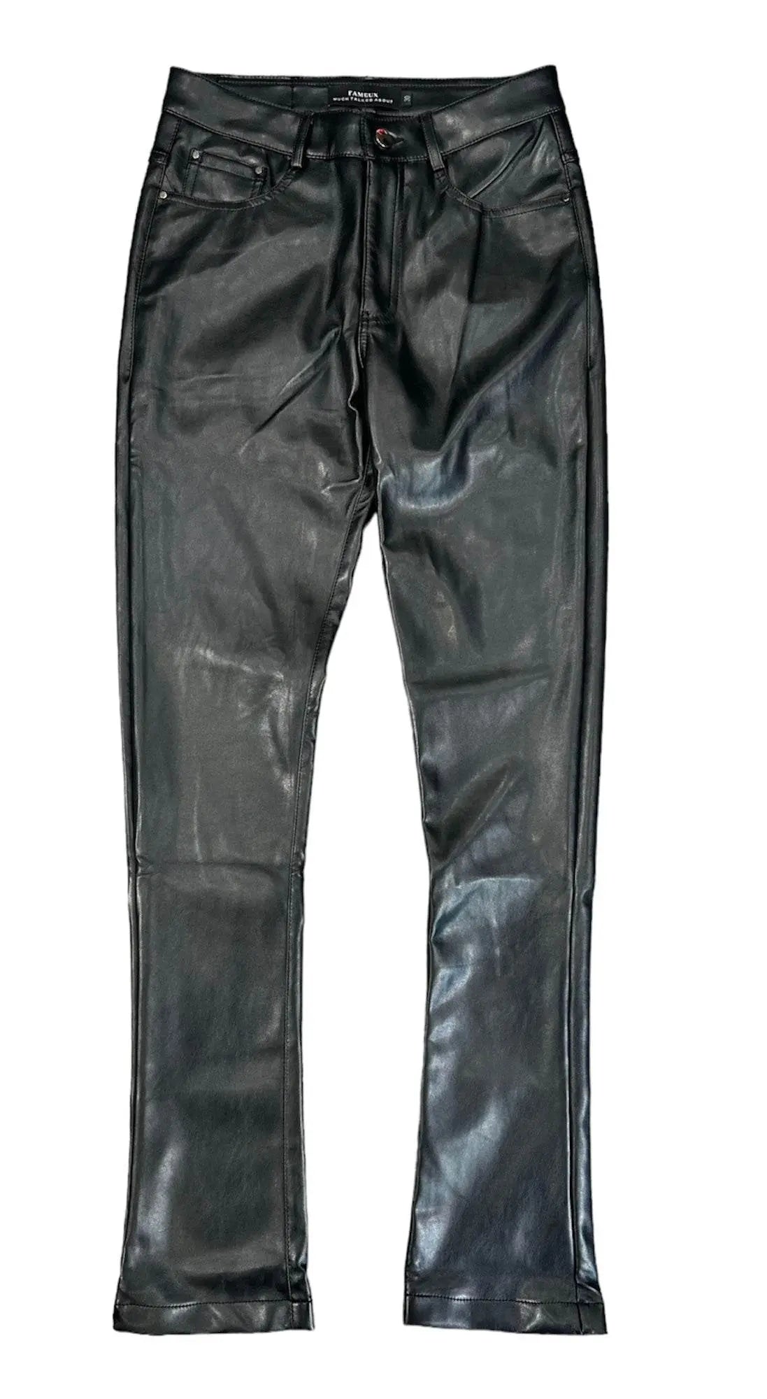 Fameux Leather Stacked Pants (Black) - BLVD