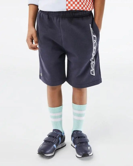 Lacoste Kids' Organic Cotton Contrast Branding Shorts - Blue KXE - BLVD