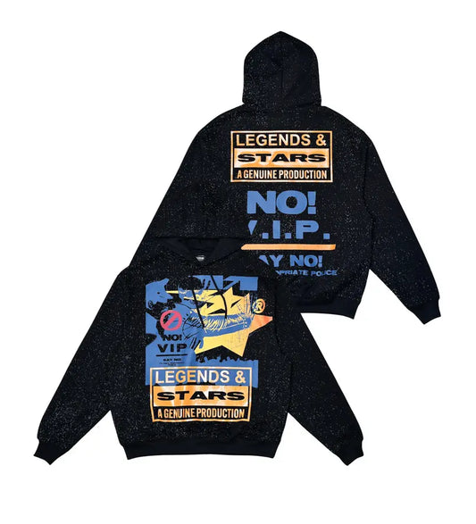 Genuine - Legends & Stars Hoodie & Flare Pants Set - Black - BLVD