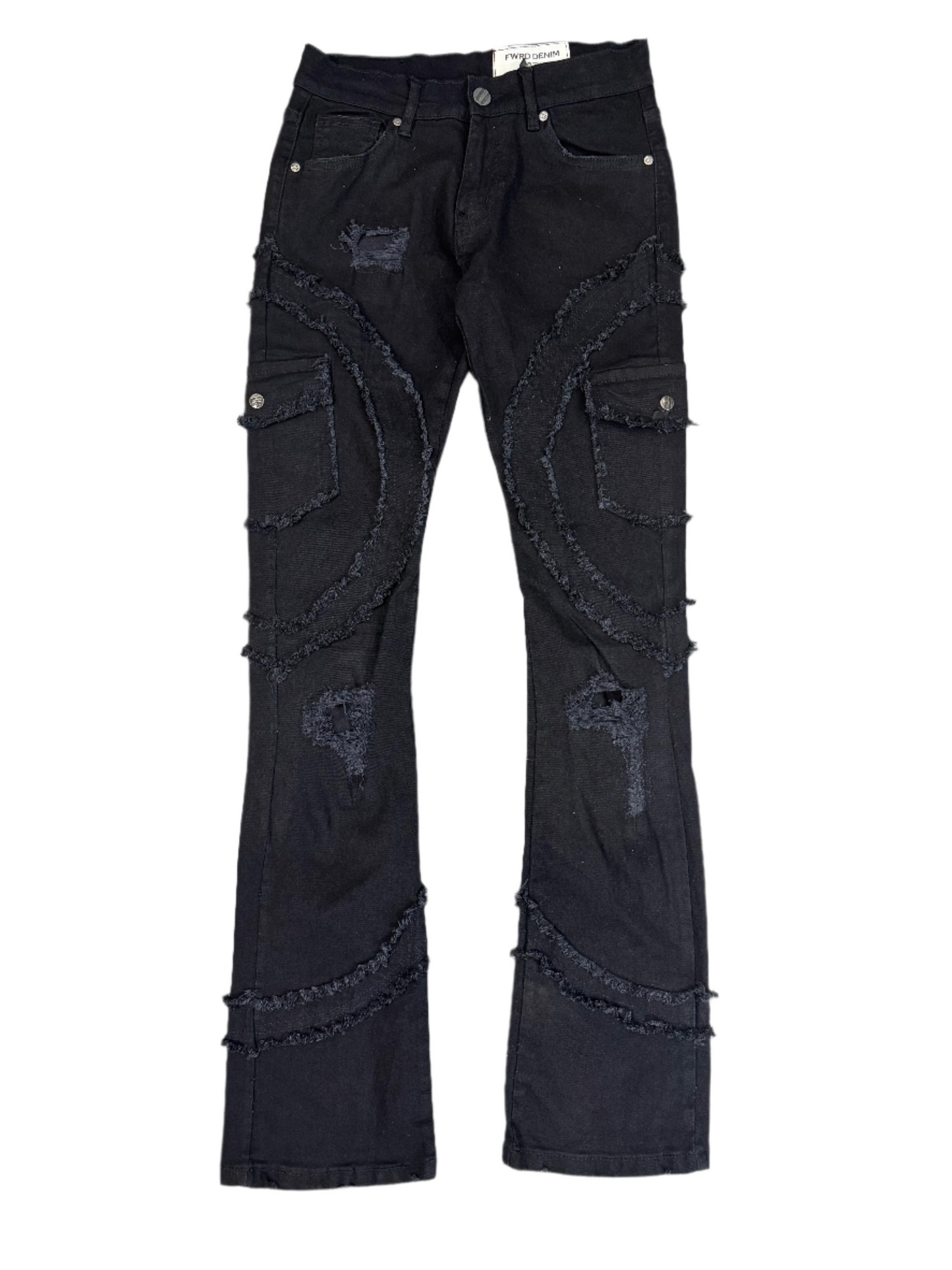Fwrd Denim Men Stacked Twisted Jeans - Jet Black - BLVD