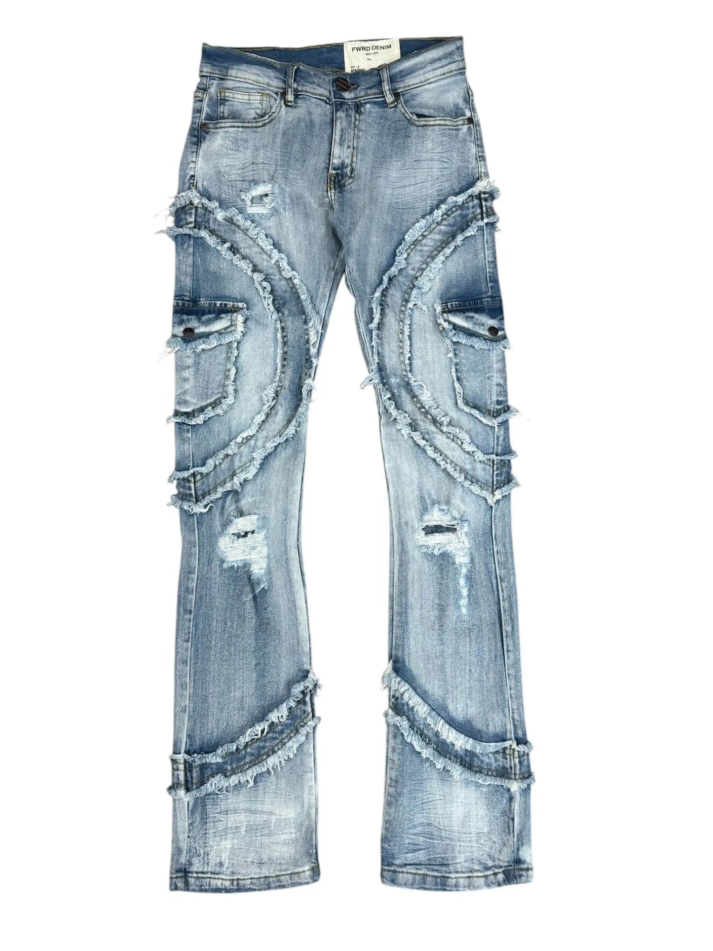 Fwrd Denim Men Stacked Twisted Jeans - Ice Blue - BLVD