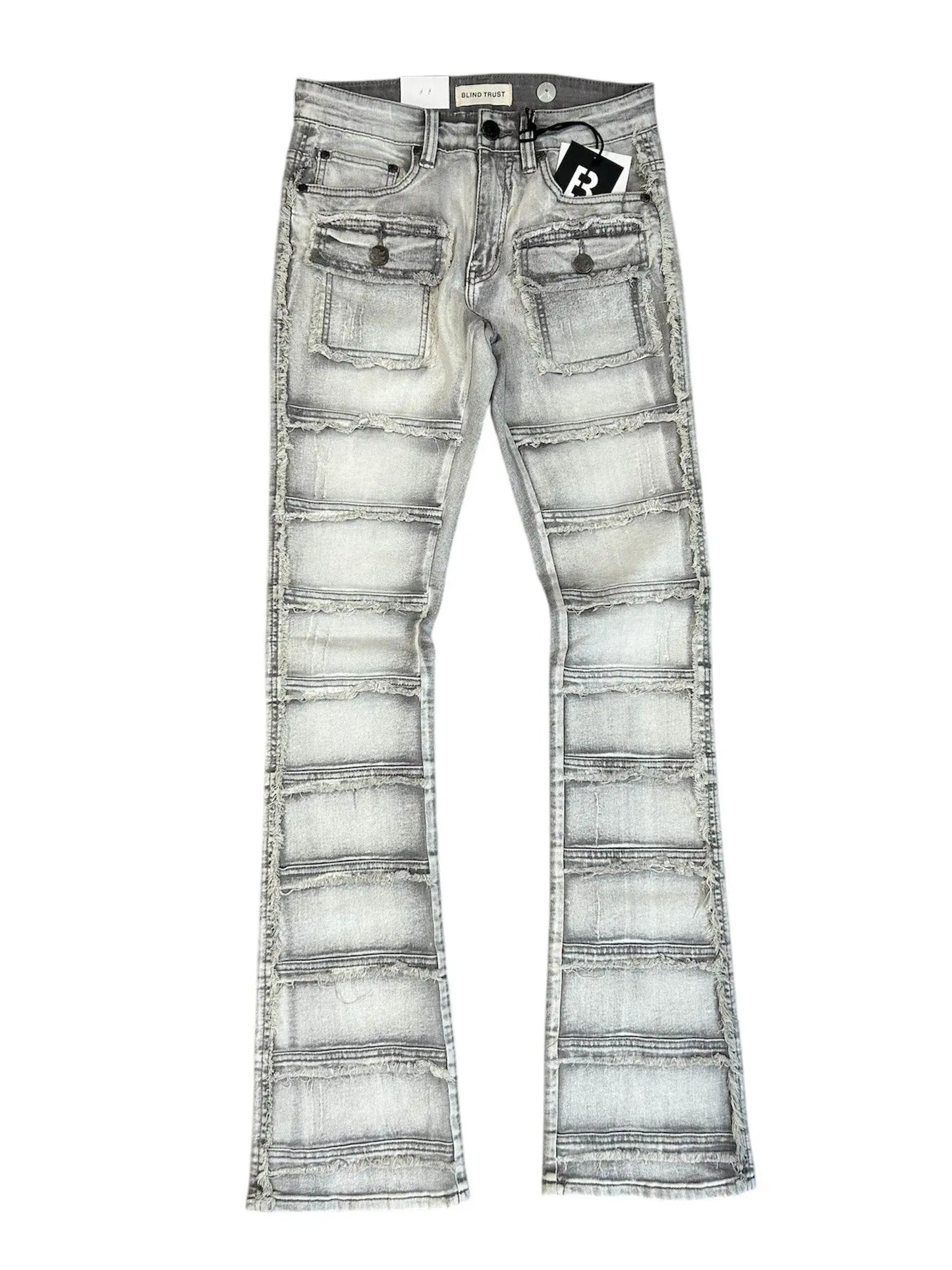 BT Frayed Men Stack Jeans - Gray Wash - BLVD