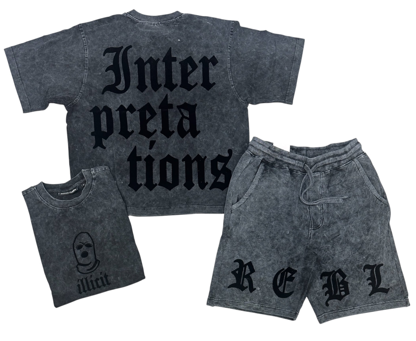 Rebel Illicit Cropped Mask Short Set - Black Wash