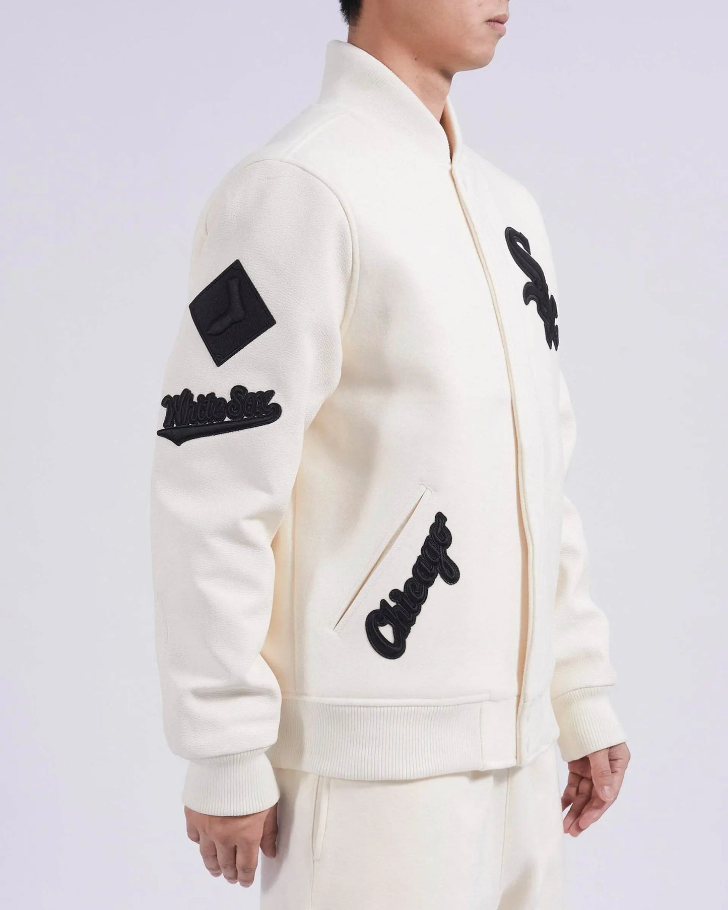 Pro Standard - Chicago White Sox Triple Tonal Varsity Jacket - Eggshell / Black - BLVD