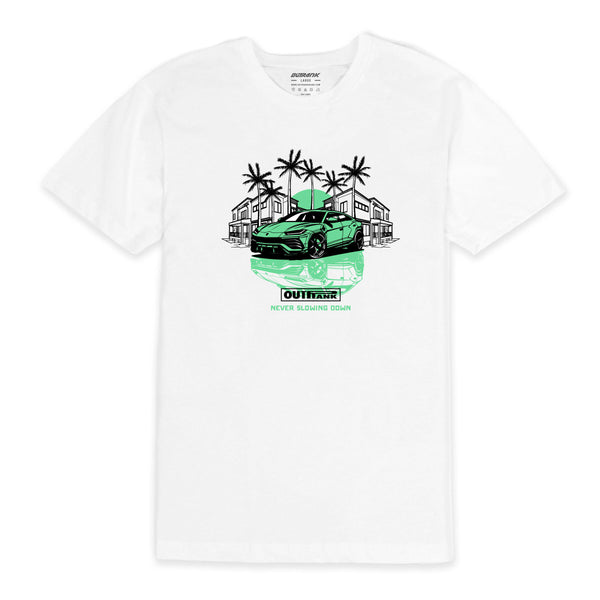 Outrank Never Slowing Down T-shirt - White Green