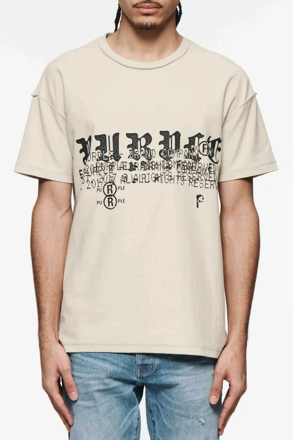 Purple Brand Textured Inside Out Tee - Tan - P101-JCGS424 - BLVD