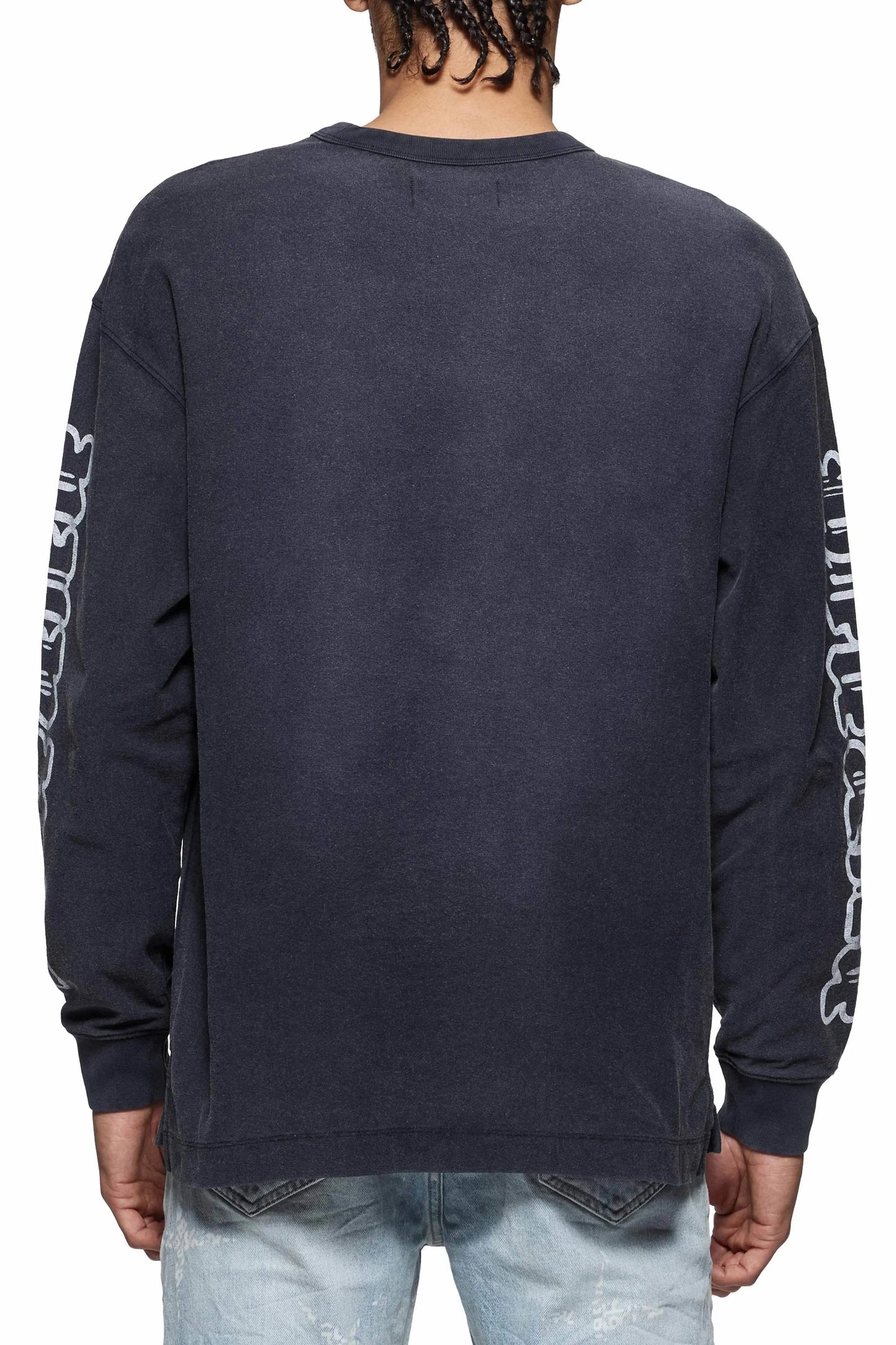 Purple Brand Worn Gothic Wordmark Long Sleeve Tee - Black - P204-JWGW125 - BLVD