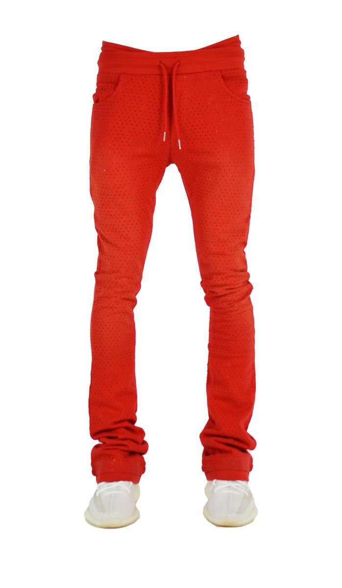 Focus - Rhinestone Stacked Sweats - Red