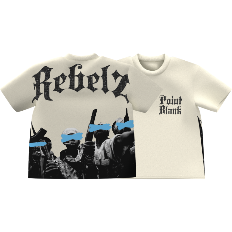 Point Blank - Rebelz Luxe Stones T-Shirt - Cream B Blue