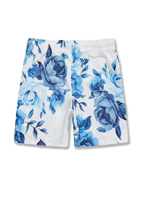 Jordan Craig - Retro - Ibiza Lounge Nylon Shorts - Blue Floral - BLVD