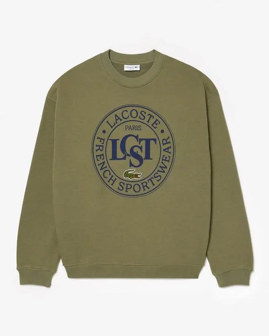 Lacoste Men's Loose Fit Graphic Print Sweatshirt - Khaki Green BMY - BLVD