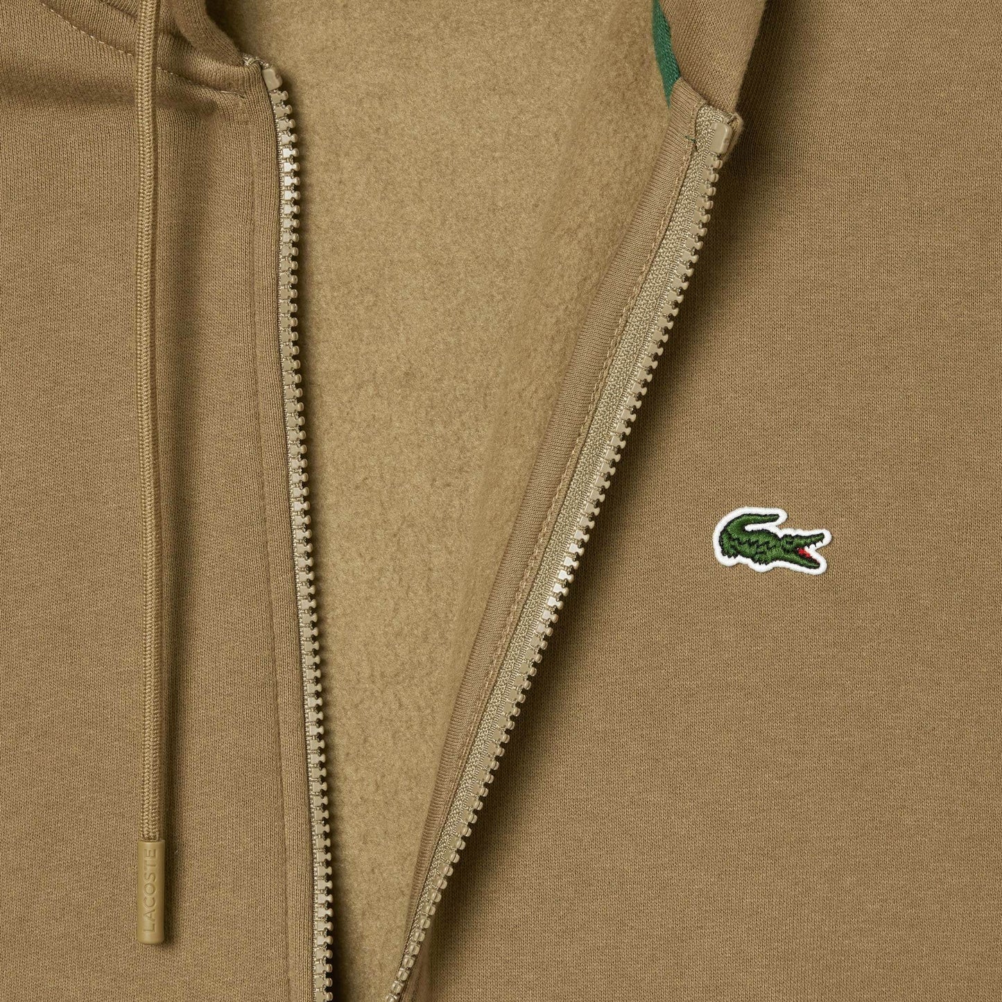 Lacoste Men’s Classic Fit Branded Stripes Zip-Up Hoodie - Brown Six - BLVD